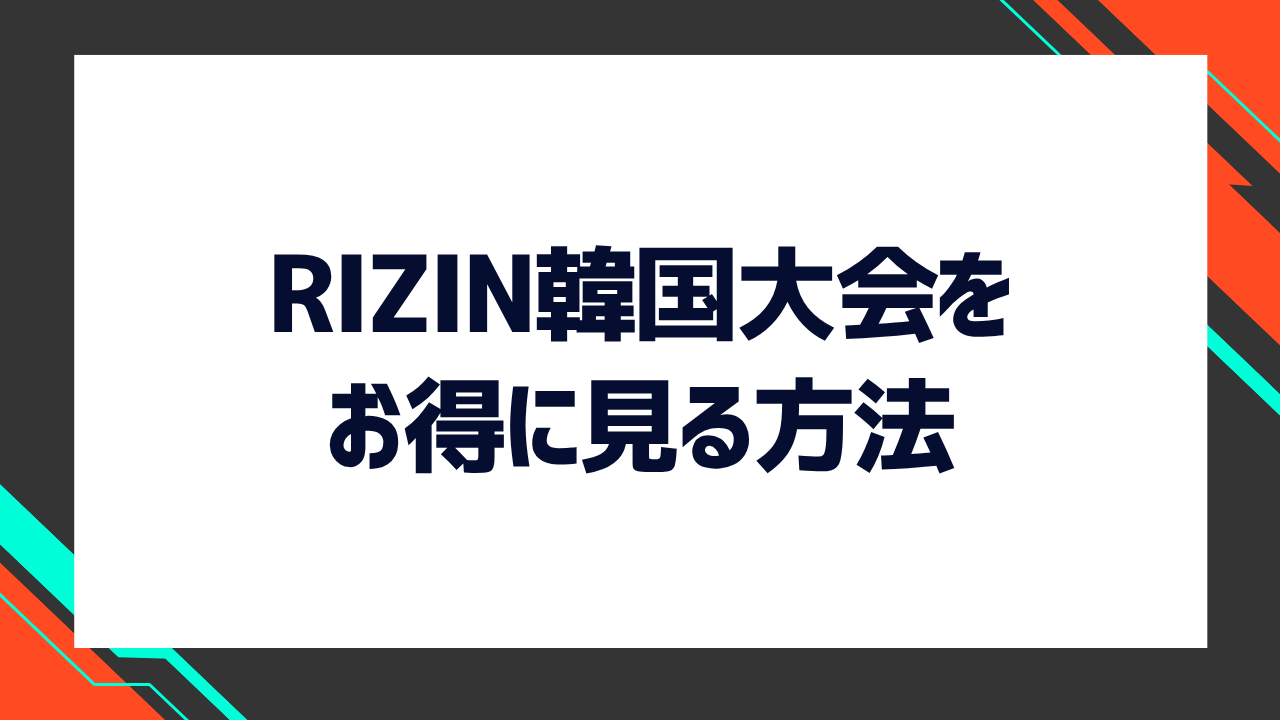 【裏ワザ】RIZIN韓国大会をお得に見る方法